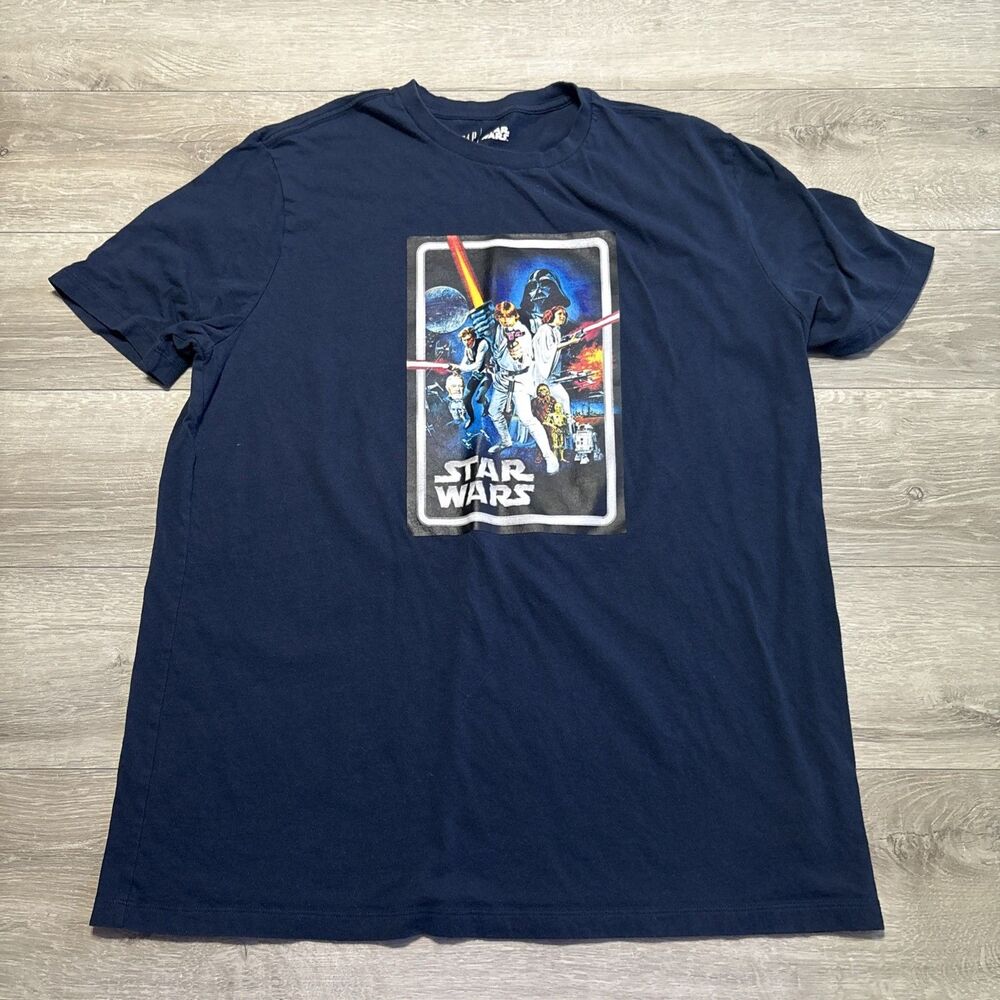 GAP Star Wars Graphic T Shirt Mens Large Navy Blue Lucasfilm Tee